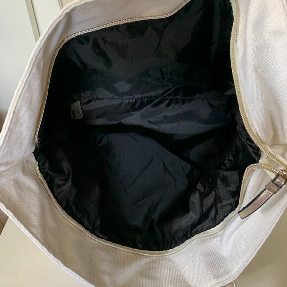 Victoria's Secret white metallic silver sequin oversized top zipper tote bag - Picture 7 of 14